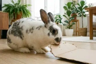 mon lapin mange du carton est-ce grave